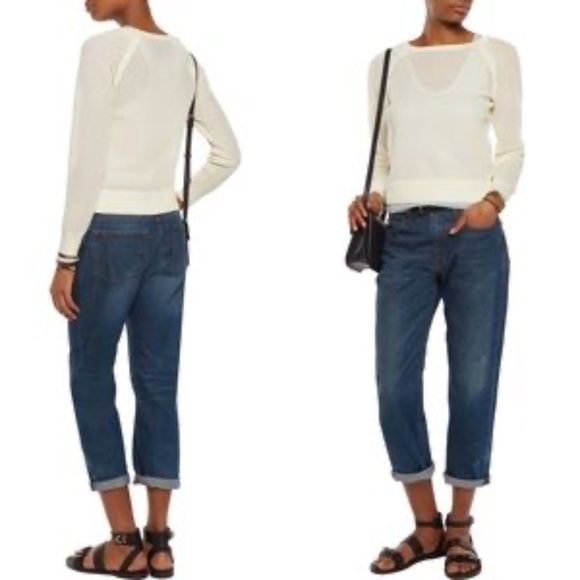RAG & BONE The Shelby Pullover In Vanilla Perforated Raglan Sleeves New York XS - Picture 5 of 17